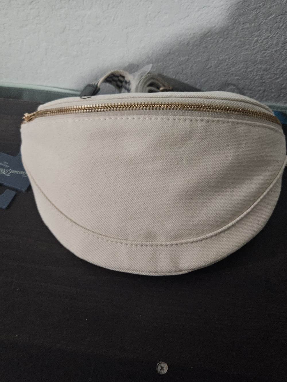 Universal Thread Cream Canvas Crossbody Pouch with Gold Hardware